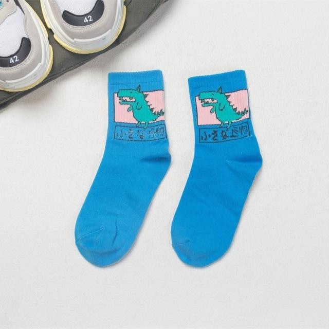 Japanese Dino Socks - Blue Dinosaur - socks