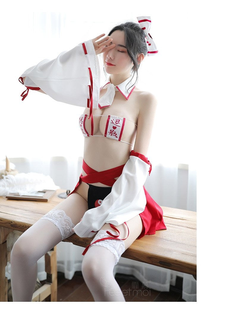 Japanese Nurse Kimono Cosplay Costume Lingerie Sexy Cute Red White Japan Traditional