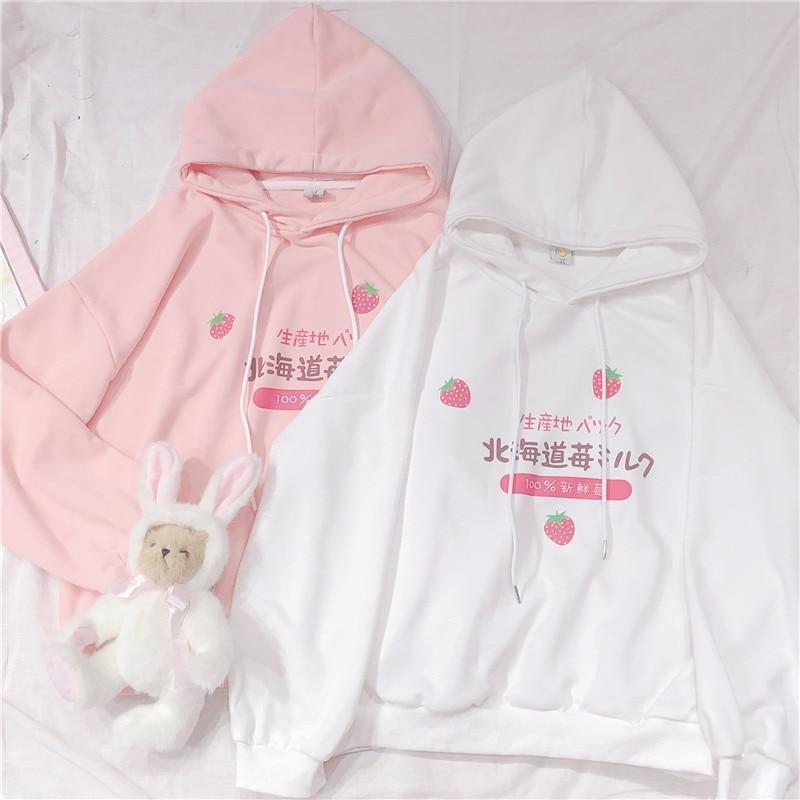 Japanese Strawberry Hoodie - sweater