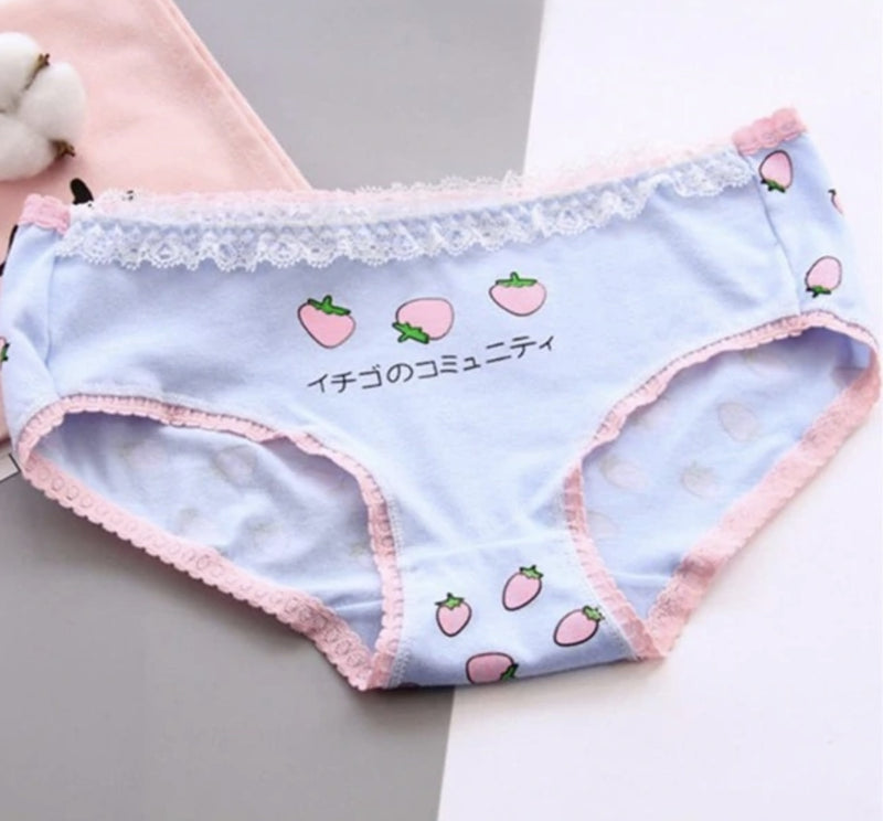 Japanese Strawberry Undies - Blue - underwear