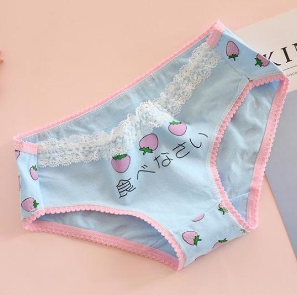 Japanese Strawberry Undies - Sky Blue - Underwear