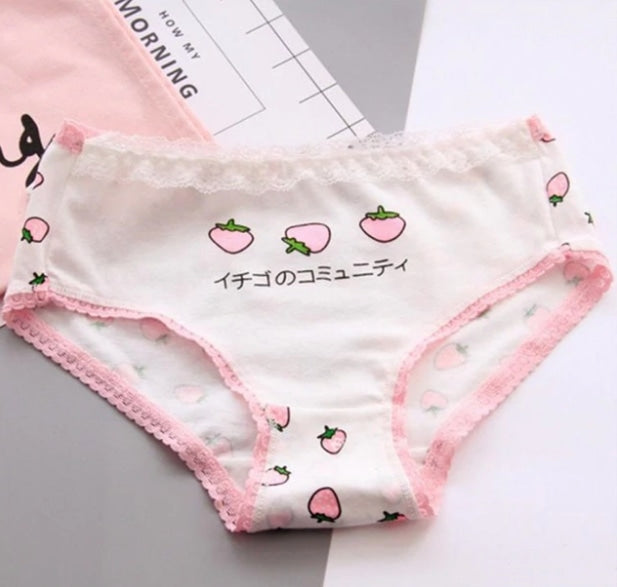 Japanese Strawberry Undies - White - underwear