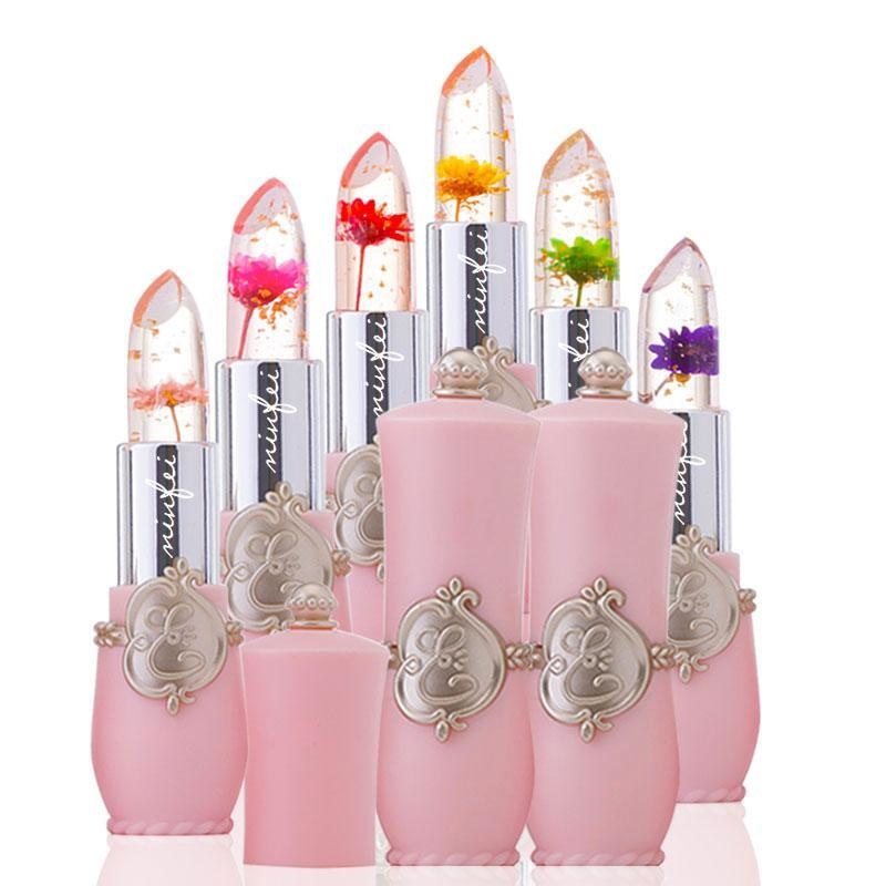 jelly color changing lipstick dried flowers inside pink elegant chic casing princess waterproof lip gloss balm by ddlg playground