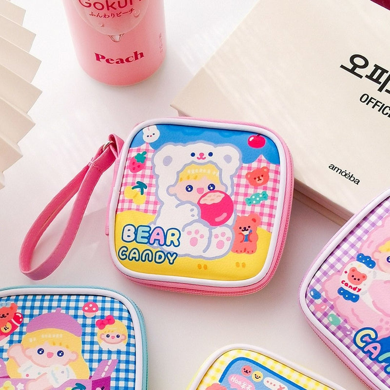 Kawaii Charger Carrying Case - Pink Bear Candy - age regression, baby animals, bags, bear brown