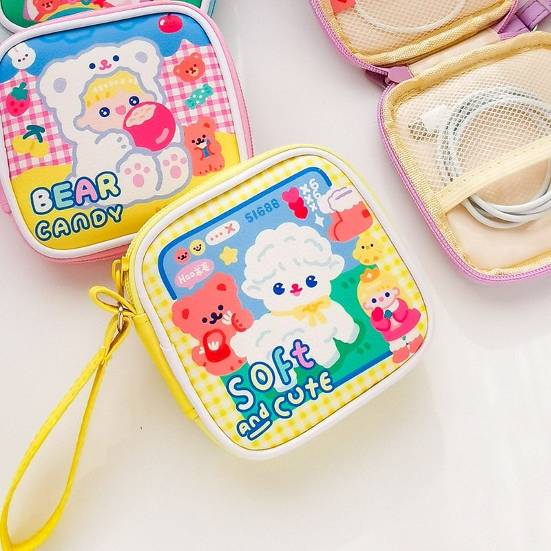 Kawaii Charger Carrying Case - Soft Yellow Lamb - age regression, baby animals, bags, bear brown