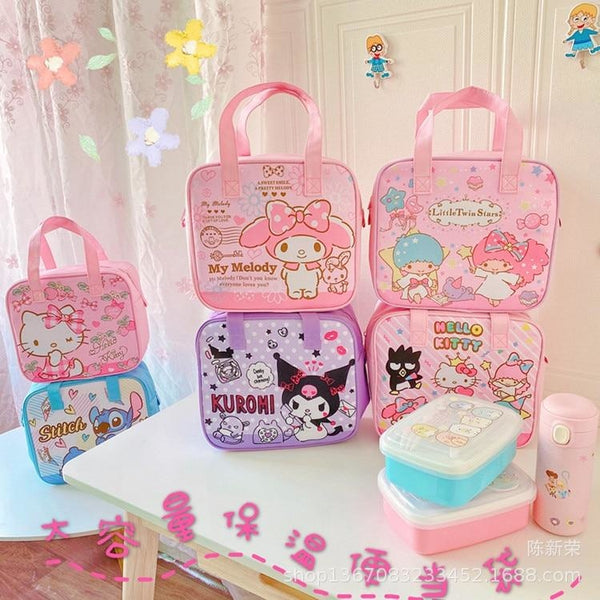 Sleep Kuromi My Melody Cinnamoroll Lunch Box Bag Storage Case Insulated  Handbag