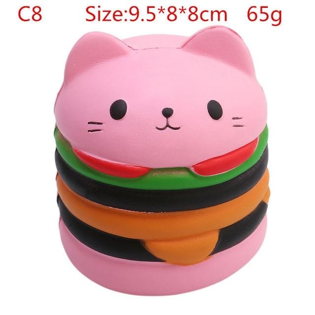 Kawaii Squishies (40+ Styles) - 9.5cm Pink Hamburger Cat - squishy