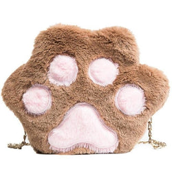 Kitty Cat Paw Purse Handbag Messenger Bag Fuzzy Furry Vegan Fur Soft Kawaii Fashion