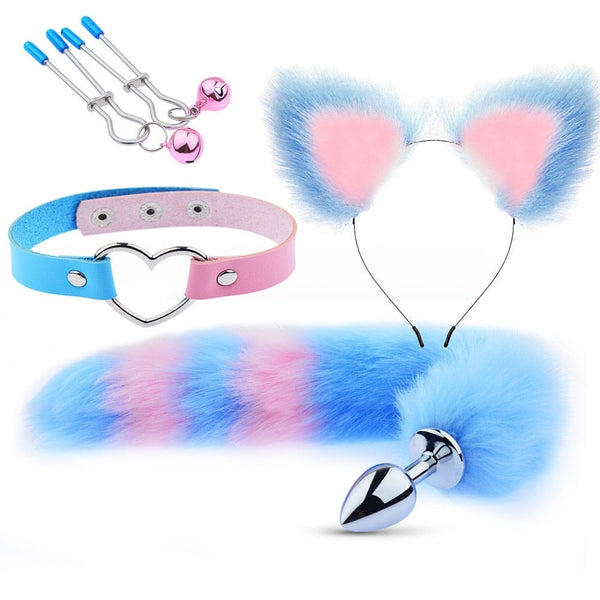 Kitten Starter Kit (10 Color Combos!) - Pink & Blue - anal plug, plugs, bdsm, blindfold, blindfolds