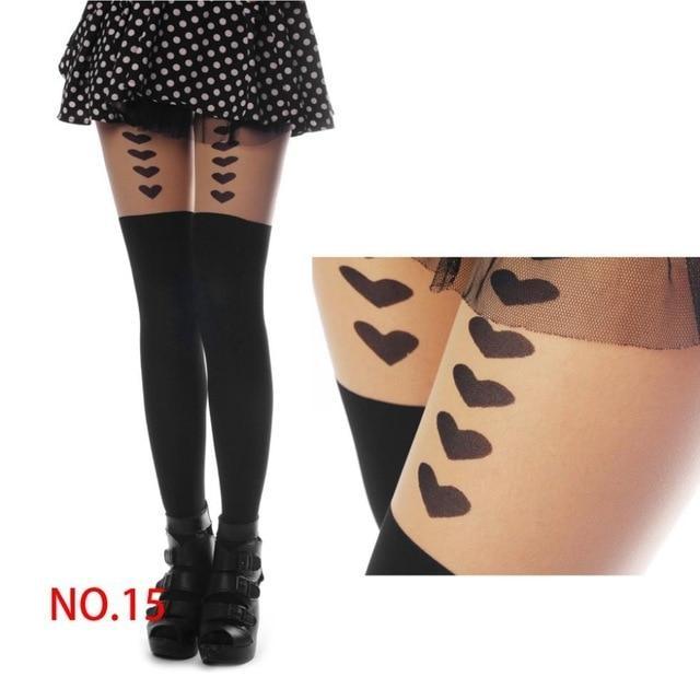 Kawaii Hearts Pantyhose Stockings Nylon Socks Cute Harajuku Fashion by DDLG playground