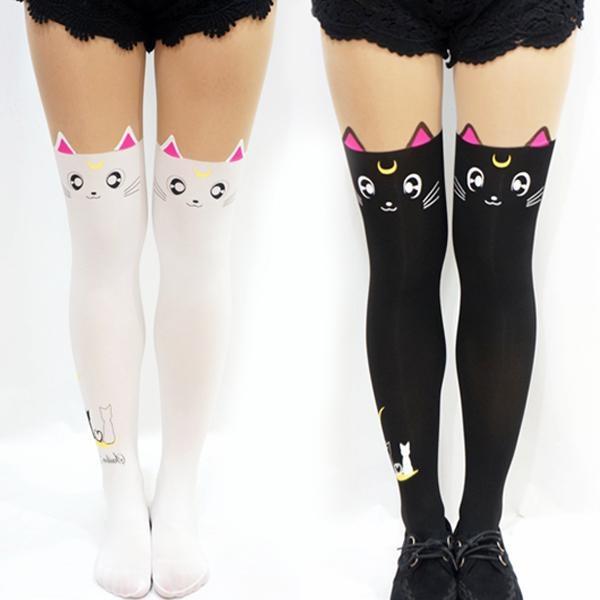 sailor moon cat nylon tights stockings pantyhose kitten cosplay kawaii harajuku fashion 