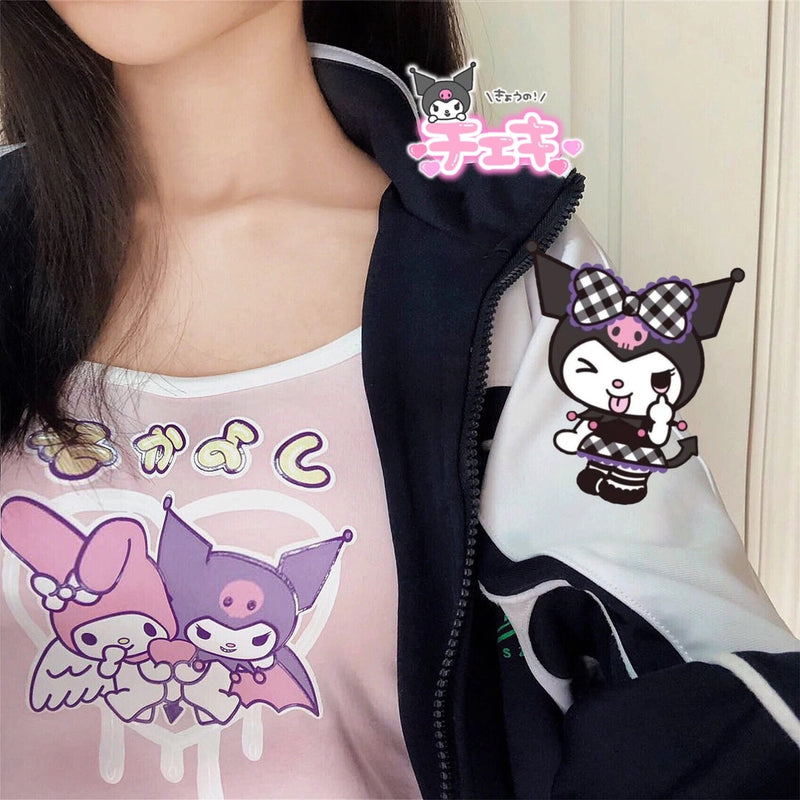 Kuromi Crop Top - belly shirt, crop tops, fairy kei, fairykei, pastel