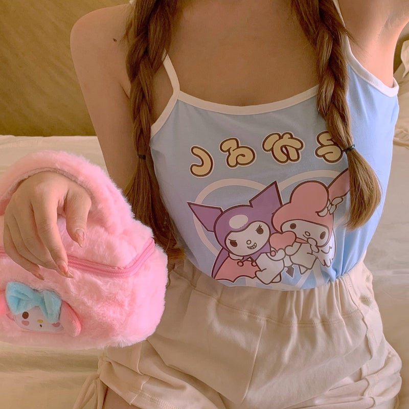 Kuromi Crop Top - belly shirt, crop tops, fairy kei, fairykei, pastel