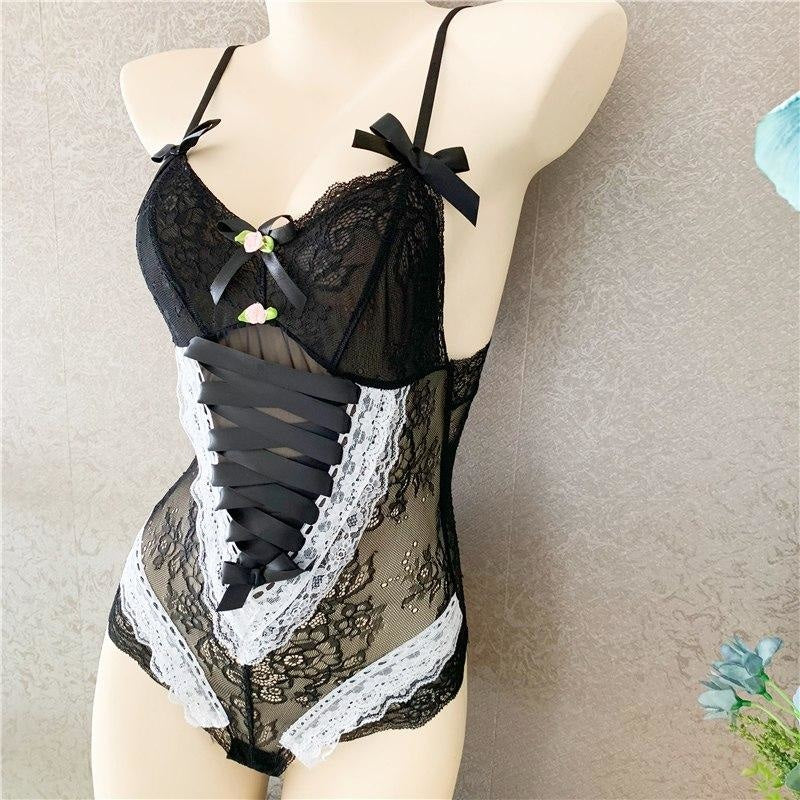 Lace Corset Bodysuit Sexy Satin Lingerie Intimates DDLG Playground Lace Corset Bodysuit Sexy Satin Lingerie Intimates DDLG Playground