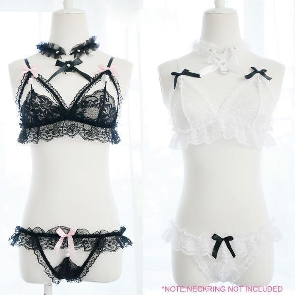 black lace harness bra bralette lacey sexy lingerie intimates kinky fetish bdsm abdl dd/lg style kitten petplay crotchless panties undies by ddlg playground