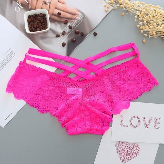 Lace Harness Panties - Pink - underwear