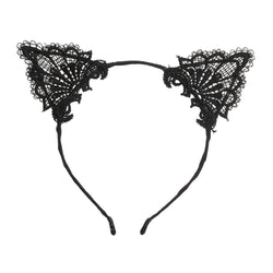 Lace Kitten Ears - Black - headband