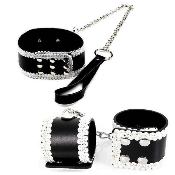 Lace Lined Cuffs & Collar - Handcuffs & Collar Set - handcuffs