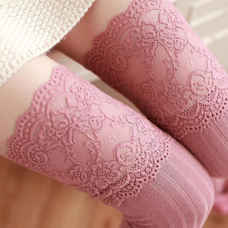 Lady Lace Stockings - high socks, knee lace long sock