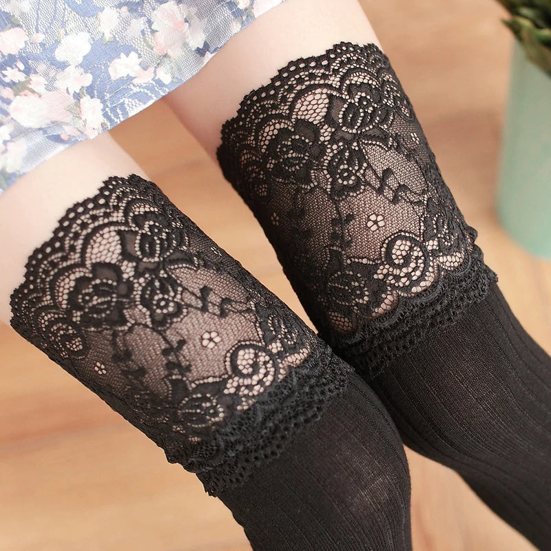 Lady Lace Stockings - high socks, knee lace long sock