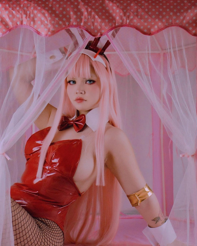 Red Latex Bunny Set - anime cosplay, bunny costume, girl, costumes, latex