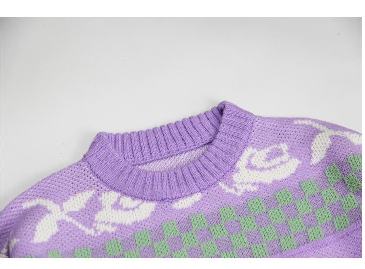 Lavender Pastel Vintage Fairy Kei Sweater Knit Sweatshirt Pullover Kawaii Harajuku Street Fashion 