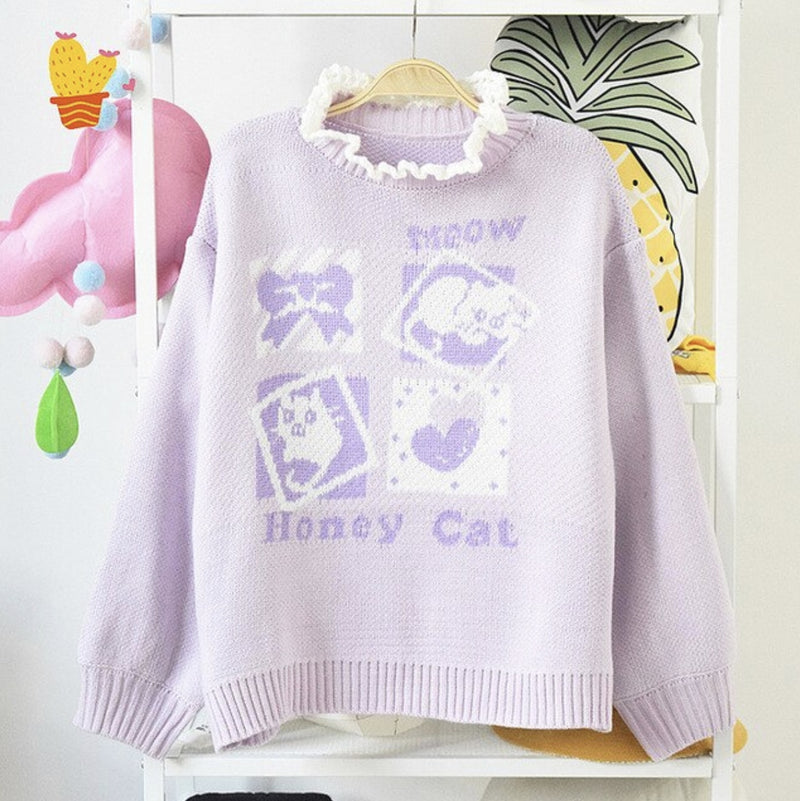 Lavender Kitten Crewneck - hoodie