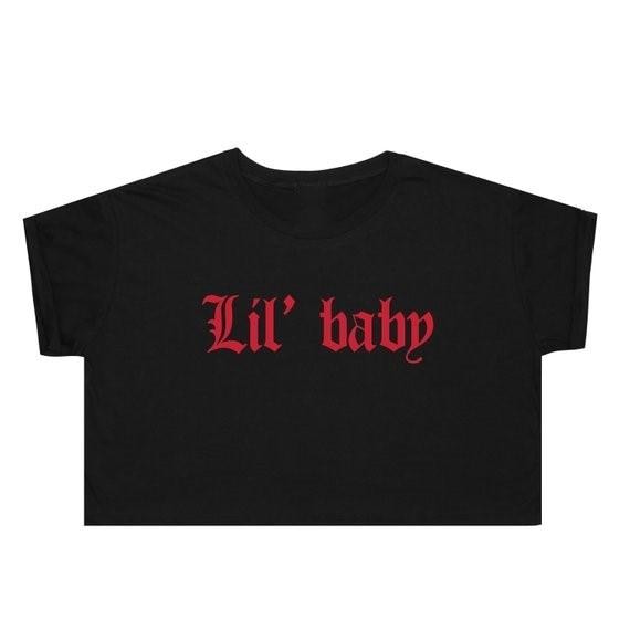 Black Lil Baby Cropped T-Shirt Mini Crop Top Micro Tee Little Baby Age Play CGL DD/LG by DDLG Playground