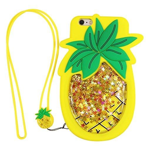 3d Pineapple rubbin silicone glitter quicksand liquid shimmer iphone case phone cases