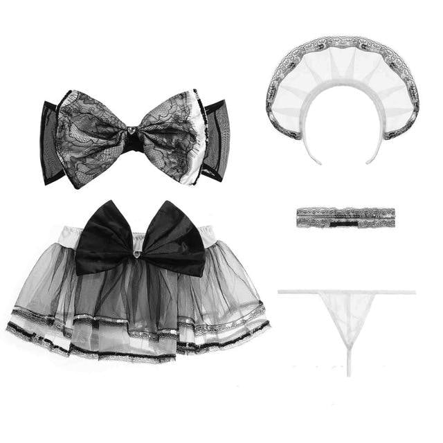 Sexy Maid Bow Lingerie Set Costume Cosplay French Mistress Housekeeper by DDLG Playground