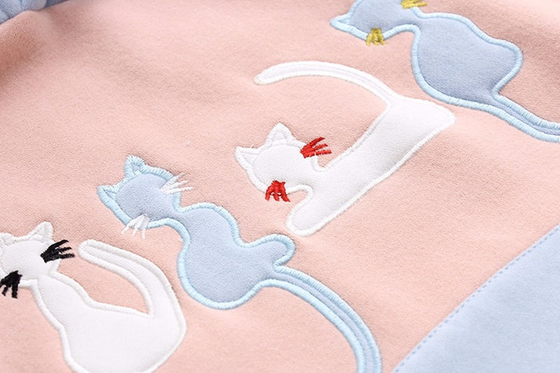 Little Neko Kitty Cat Kitten Hoodie Hooded Sweatshirt Pullover Kangaroo Pouch Pocket Drawstring Little Space Pastel Fairy Kei Kawaii