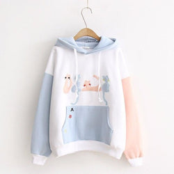 Little Neko Kitty Cat Kitten Hoodie Hooded Sweatshirt Pullover Kangaroo Pouch Pocket Drawstring Little Space Pastel Fairy Kei Kawaii