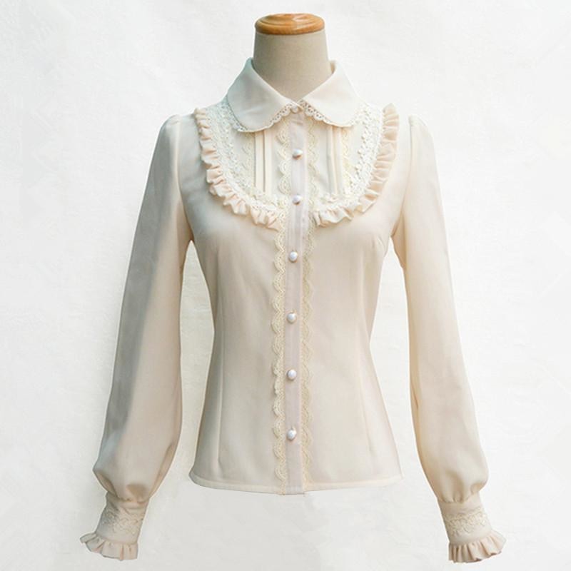 Traditional Lolita Collar Blouse Long Sleeve Peter Pan Button Up EGL Classic Lolita Girl Fashion