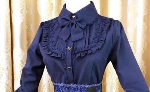 Traditional Lolita Collar Blouse Long Sleeve Peter Pan Button Up EGL Classic Lolita Girl Fashion