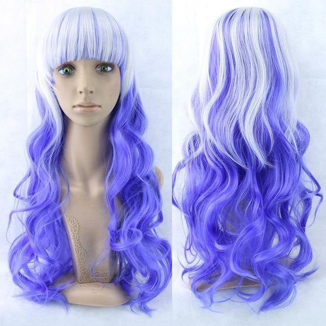 Long Cotton Candy Wig - Blue & White - wig