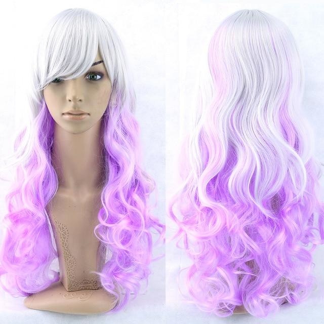 Long Cotton Candy Wig - Purple & White - wig