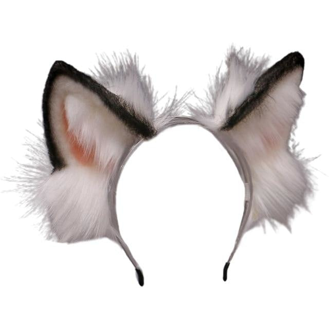Luxurious Neko Ear Headband (10 Colors!) - White - cat, cat cears, fox, fox ears, head band