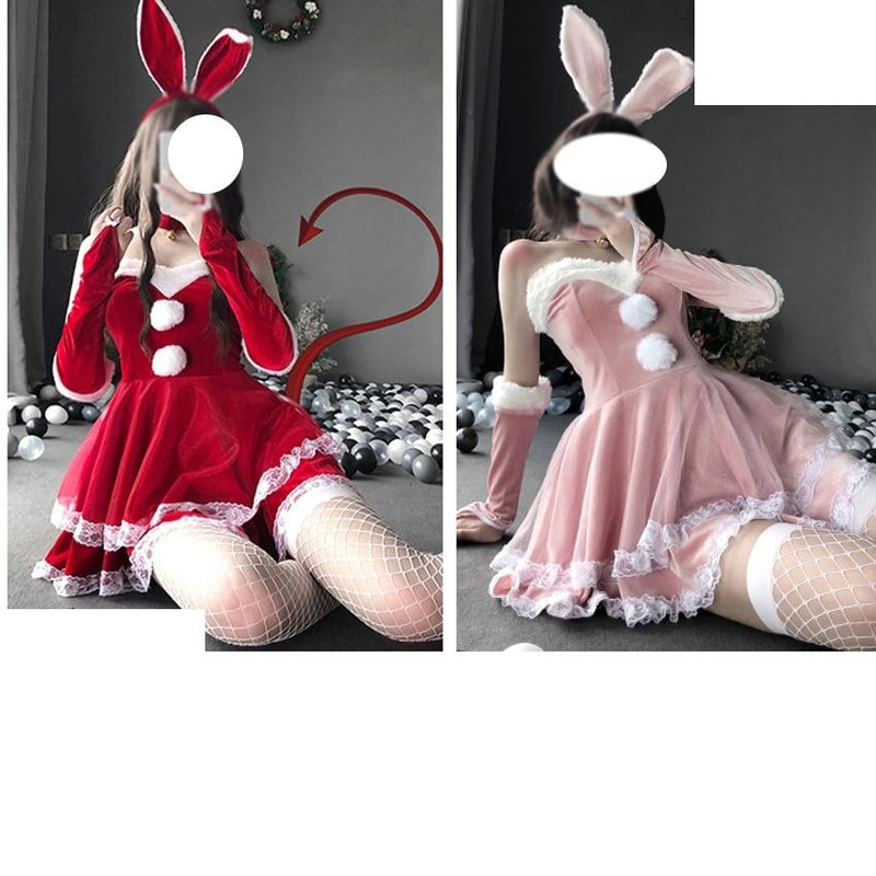 Luxury Santa Bunny Dress Set - bunny, christmas, christmas dress, cute dresses