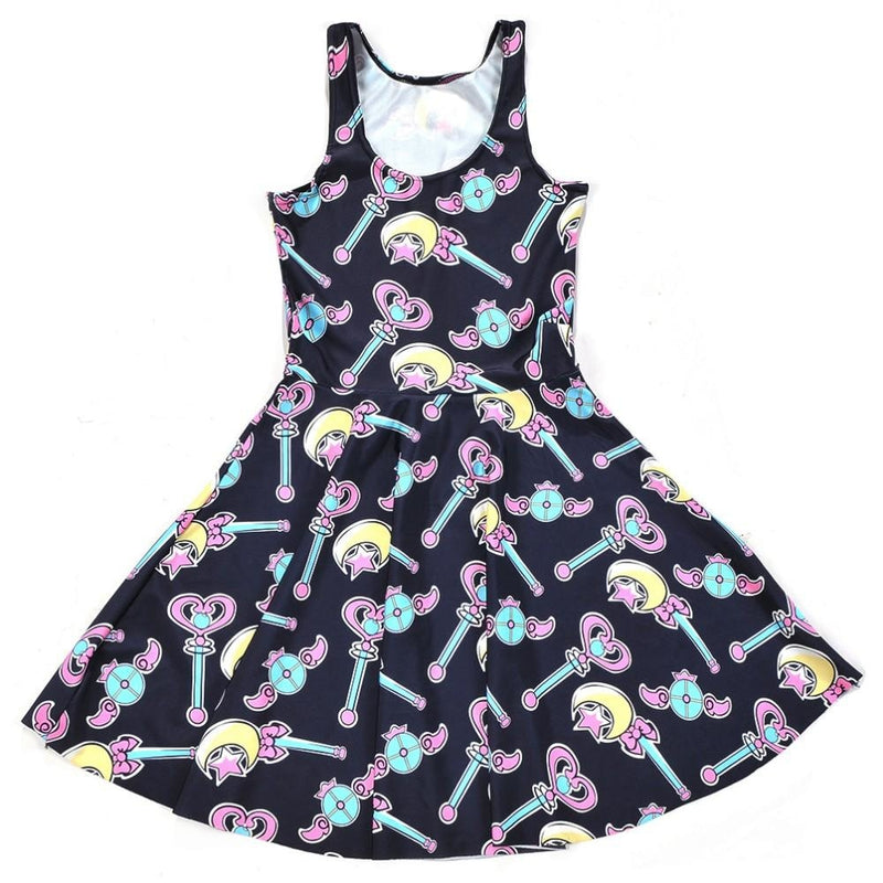 Magical Girl Sailor Moon Wand Skater Dress Pastel Goth Kawaii Fashion Plus Size by DDLG Playground