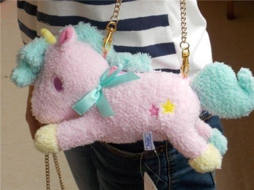 Girls Crossbody Cute Unicorn Purse Shoulder Bag Soft Fluffy Plush Handbag ( Unicorn Hand Sling)