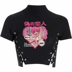 Manga Succubus Crop Top - No Love / S - anime, anime girl, girls, crop, crop shirt