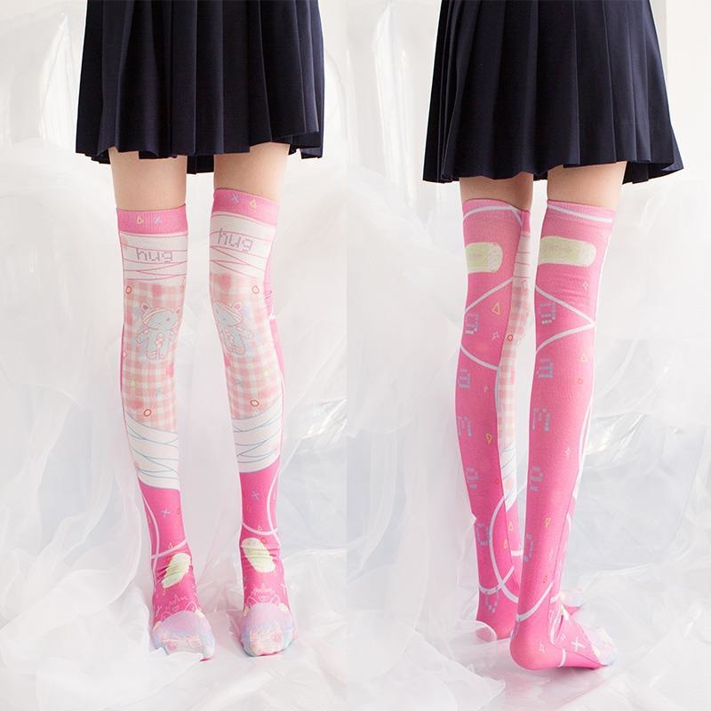 Pink Menhera Fairy Kei Stockings Kawaii Lolita Socks