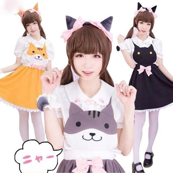 kitty cat suspender dress jumper romper one piece skirt paw print cut out hollow straps coveralls overalls petplay kitten play cgl ddlg playground