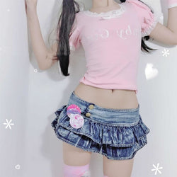Micro Denim Mini Skirt Jean Pleated Skirt Sexy Cute DDLG Playground Micro Denim Mini Skirt Jean Pleated Skirt Sexy Cute DDLG Playground