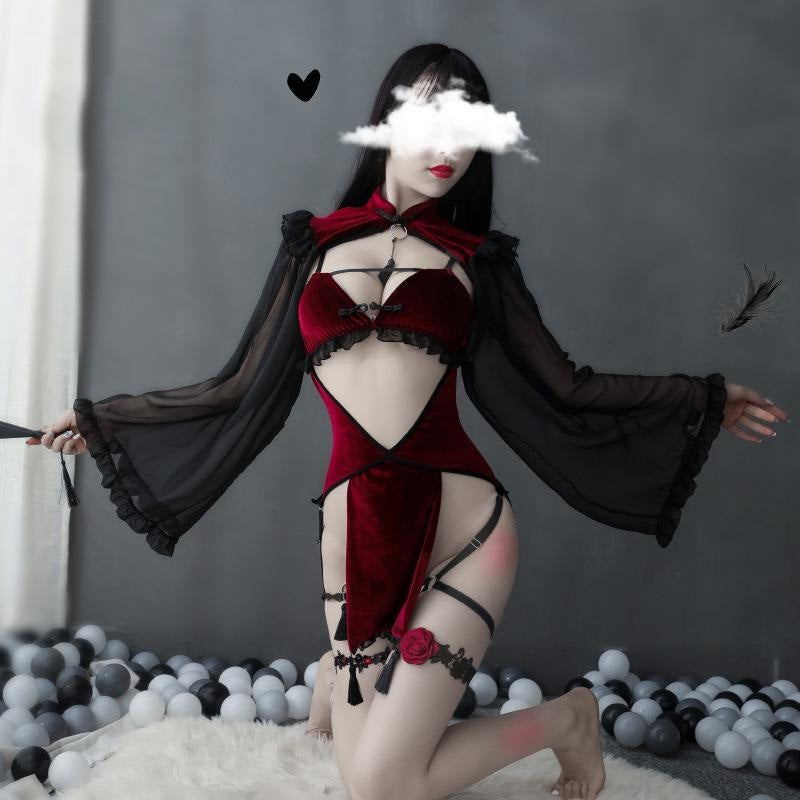 Midnight Witch Cosplay Lingerie Set Sexy Halloween Goth DDLG Playground Midnight Witch Cosplay Lingerie Set Sexy Halloween Goth DDLG Playground