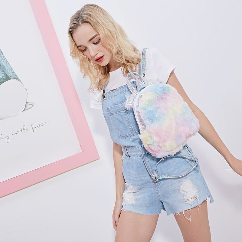 Milky Pastel Fairy Kei Unicorn Book Bag Backpack Holographic Straps Cute Princess Fashion