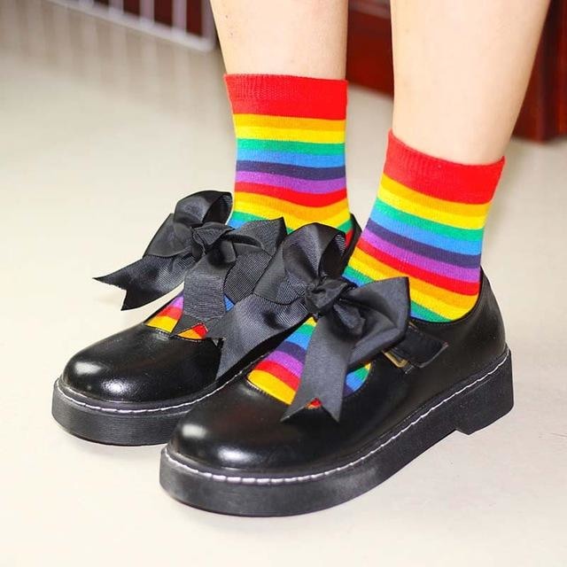 Kawaii Bright Rainbow Ankle Socks  Fashion  Cute