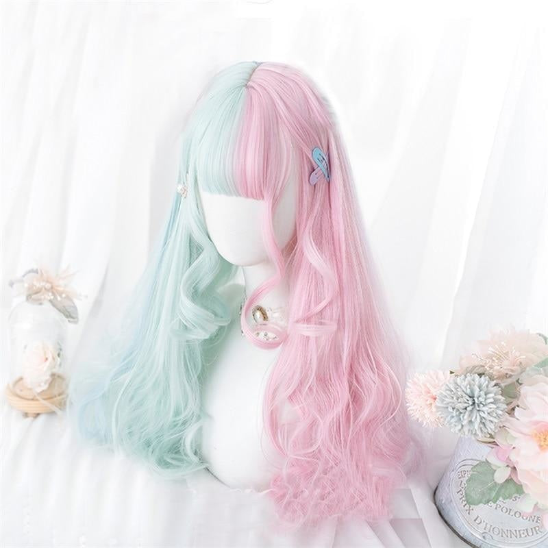Mint & Pink Bun Wig - wig