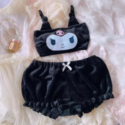 Naughty Kuromi Lingerie Set - bloomer, bloomers, bra, bra and undies, crop top