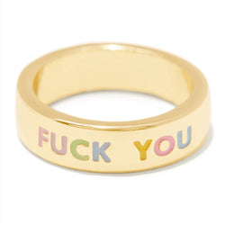 Naughty Statement Rings - 6 / Fuck You - fuck you, gold, gold ring, golden, jewellery